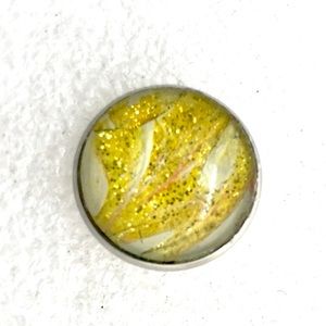 Brooch pin hand painted glass dome handcrafted